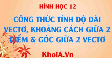 Công thức tính độ dài vectơ, tính khoảng cách giữa 2 điểm và công thức tính góc giữa 2 vectơ trong không gian Oxyz - Toán lớp 12